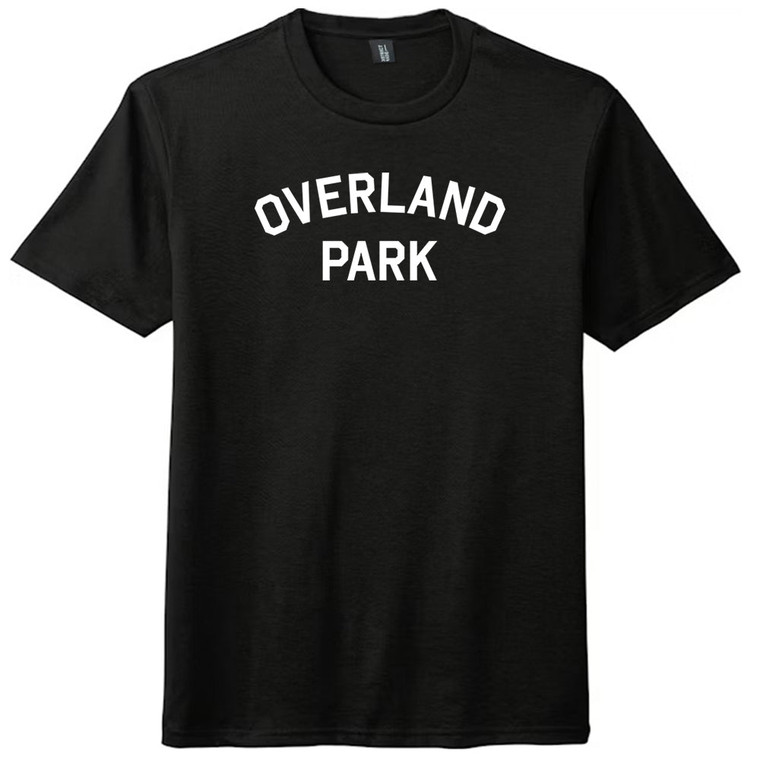 Overland Park Text White Font Mens Tri-Blend DTG T-shirt - Black Solid