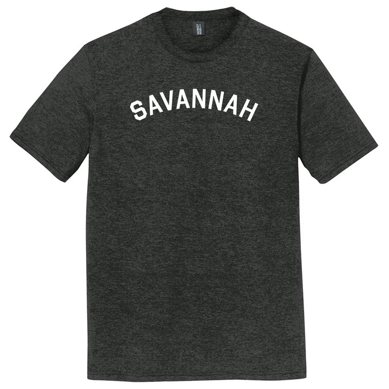 Savannah Text White Font Mens Tri-Blend DTG T-shirt - Black Heather
