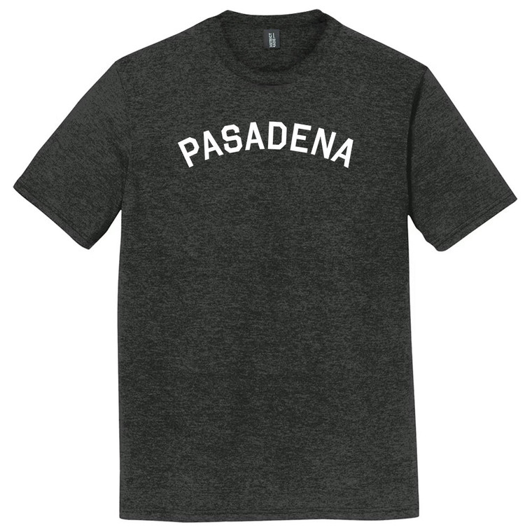 Pasadena Text White Font Mens Tri-Blend DTG T-shirt - Black Heather
