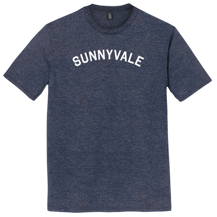Sunnyvale Text White Font Mens Tri-Blend DTG T-shirt - Navy Blue Heather
