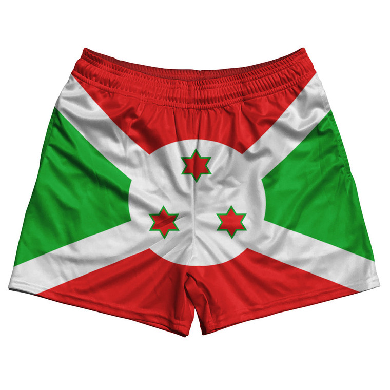 Burundi Country Flag Rugby Shorts - Red & Green & White