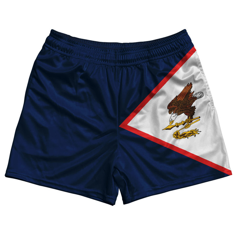 American Samoa Country Flag Rugby Shorts - Blue & White & Red