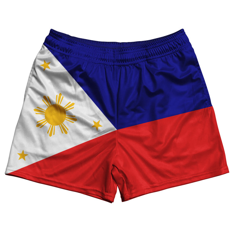Philippines Country Flag Rugby Shorts - Blue & Red & White