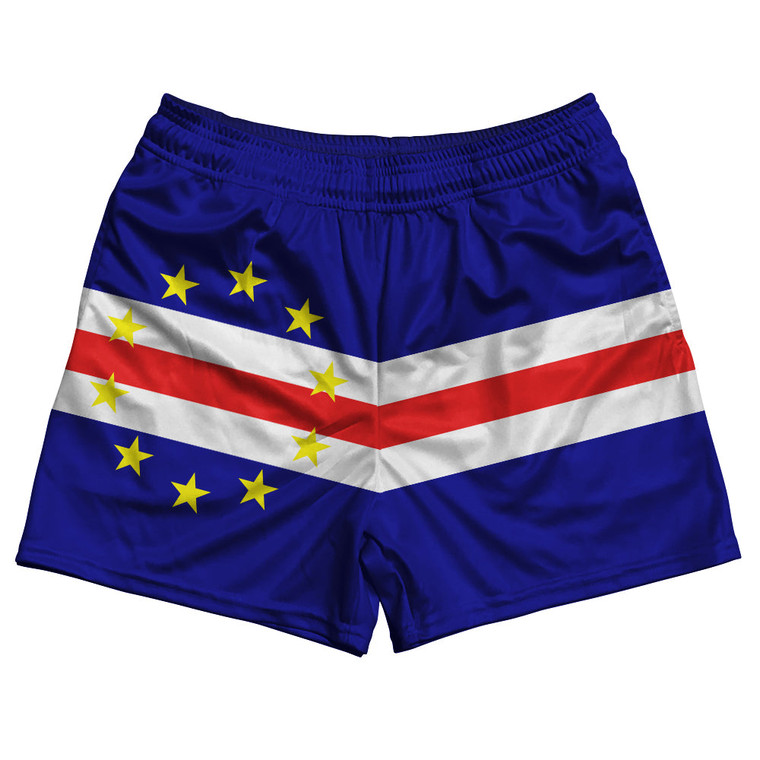 Cape Verde Country Flag Rugby Shorts - Blue & White & Red