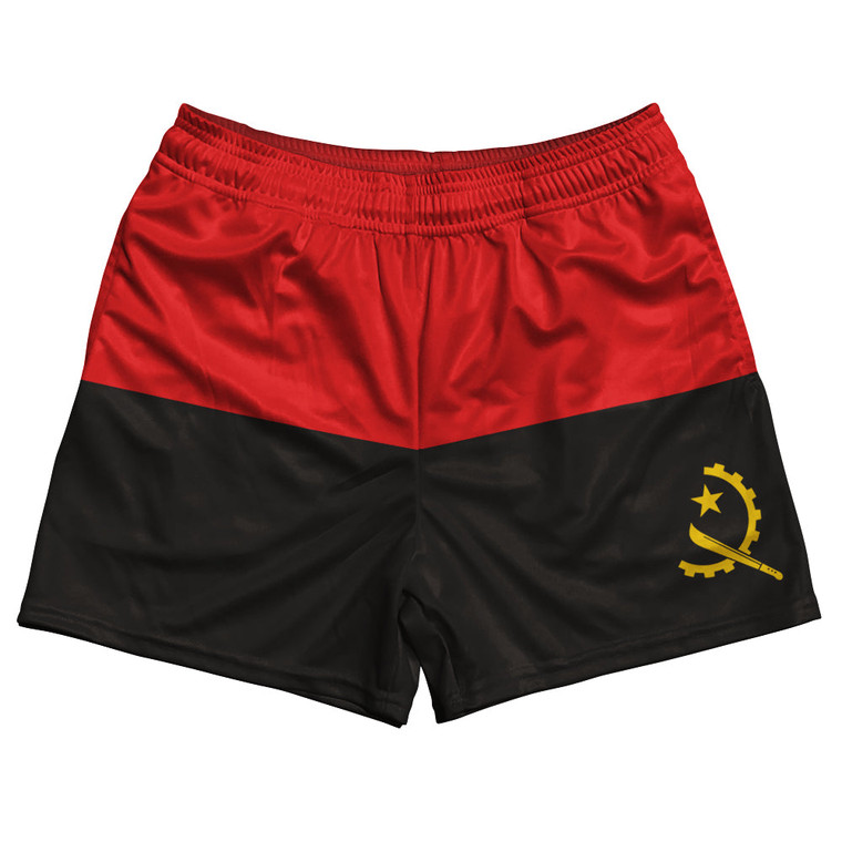 Angola Country Flag Rugby Shorts - Red & Black & Yellow