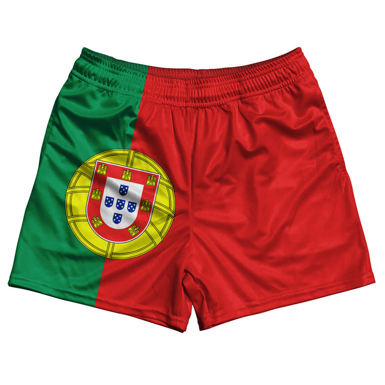 Portugal Country Flag Rugby Shorts - Green & Red & Yellow
