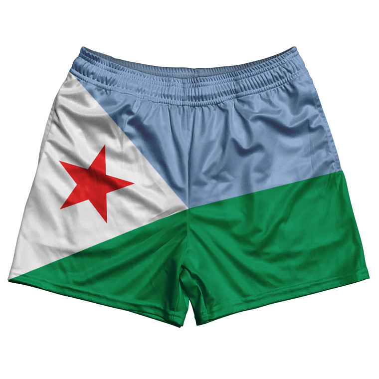 Djibouti Country Flag Rugby Shorts - Blue & Green & White