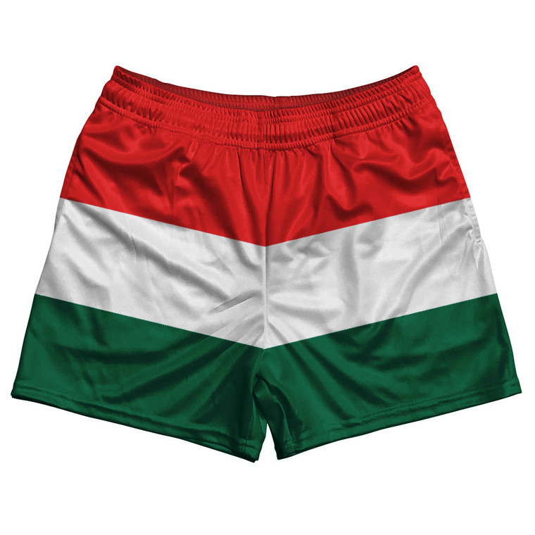 Hungary Country Flag Rugby Shorts - Red & White & Green