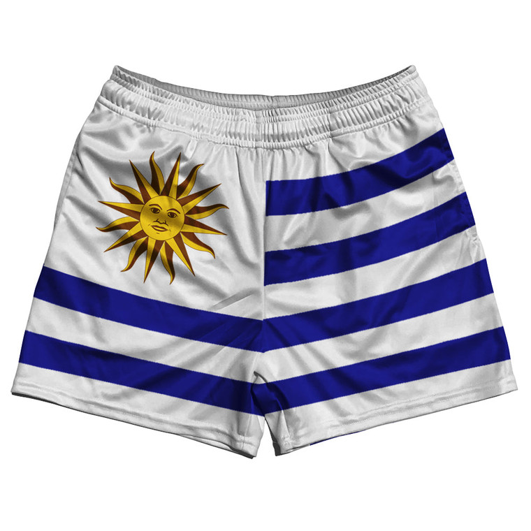 Uruguay Country Flag Rugby Shorts - Blue & White & Yellow