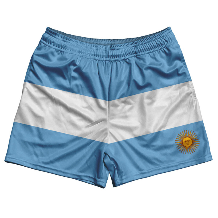 Argentina Country Flag Rugby Shorts - Light Blue & White & Yellow