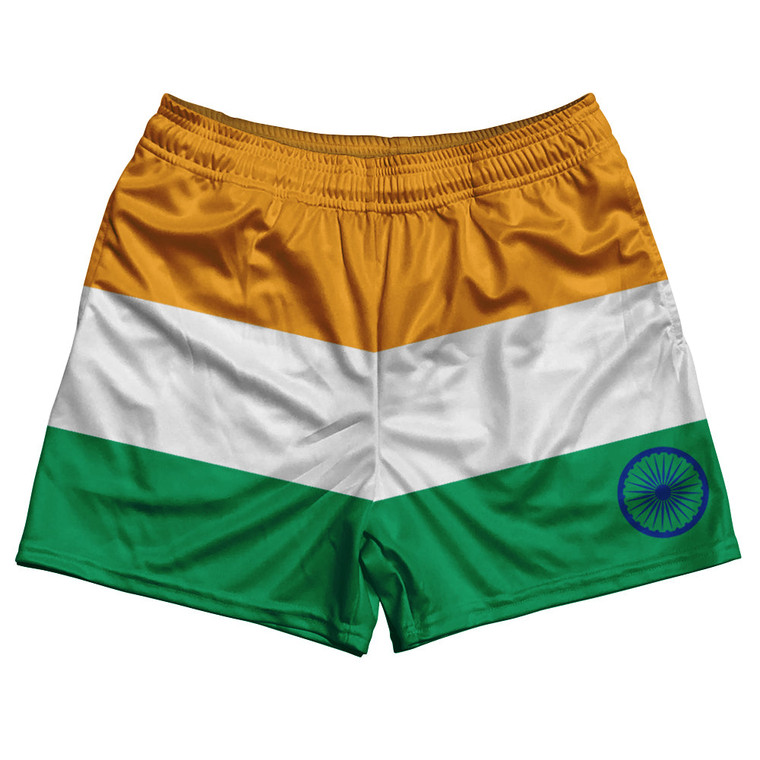 India Country Flag Rugby Shorts - Orange & White & Green
