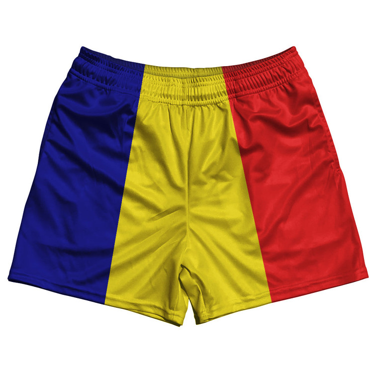 Romania Country Flag Rugby Shorts - Blue & Yellow & Red