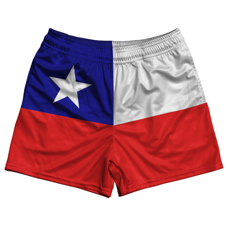 Chile Country Flag Rugby Shorts - Blue & White & Red