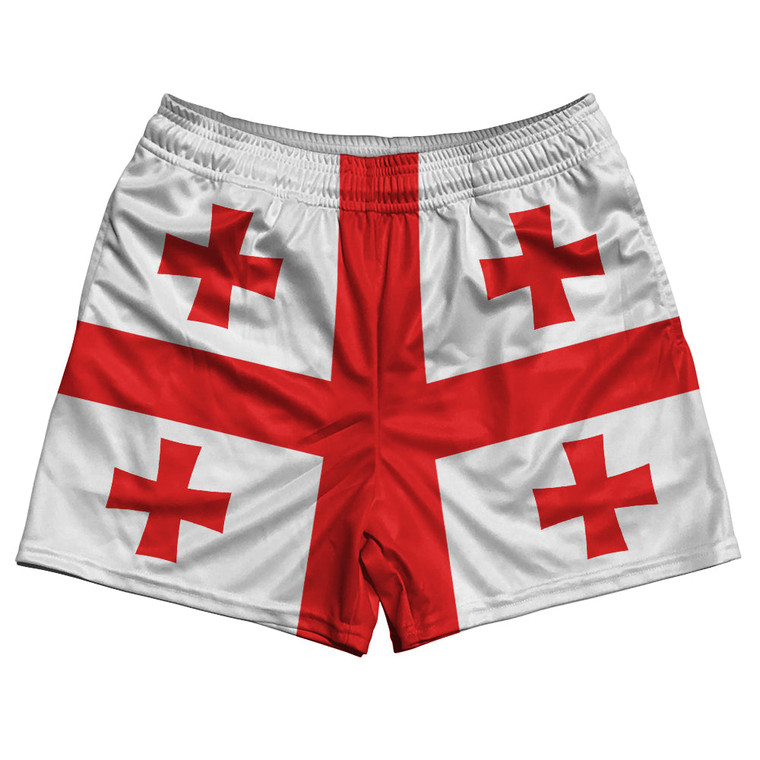 Georgia Country Flag Rugby Shorts - White & Red