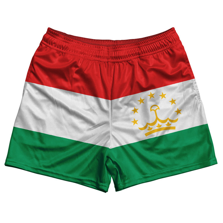 Tajikistan Country Flag Rugby Shorts - Red & White & Green