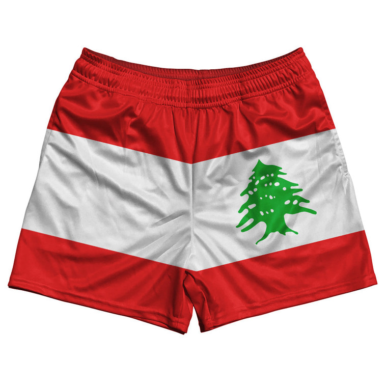 Lebanon Country Flag Rugby Shorts - Red & White & Green