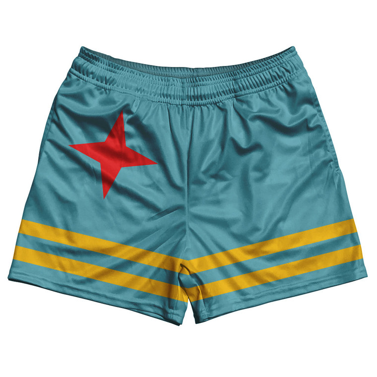 Aruba Country Flag Rugby Shorts - Blue & White & Red
