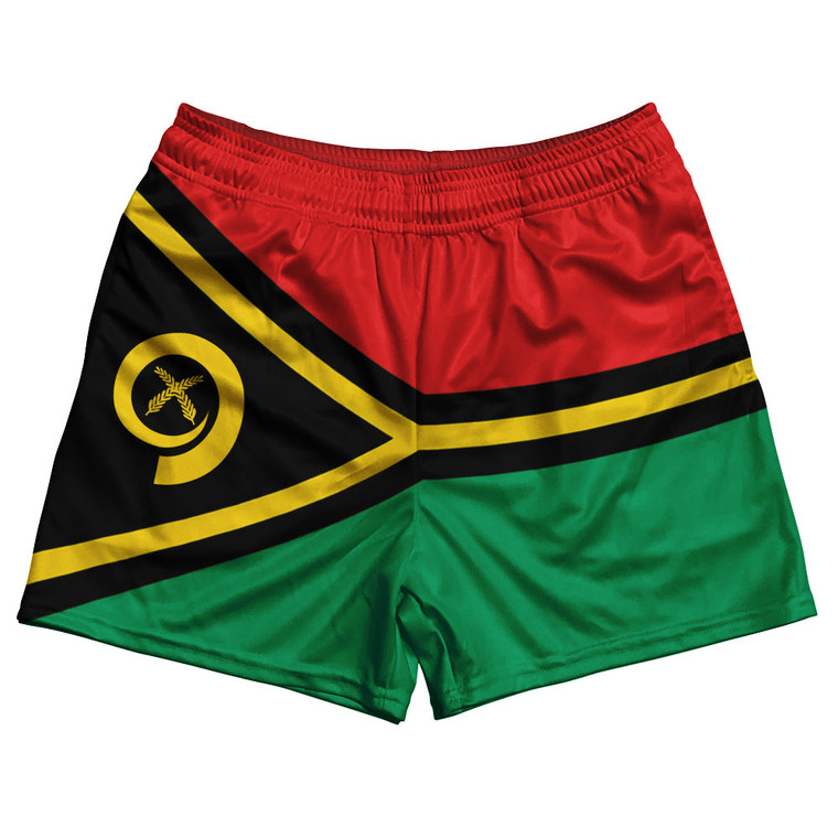 Vanuatu Country Flag Rugby Shorts - Red & Green & Black