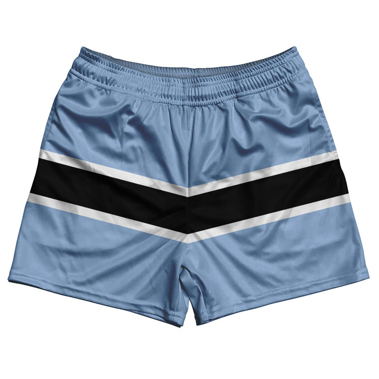 Botswana Country Flag Rugby Shorts - Light Blue & Black & White