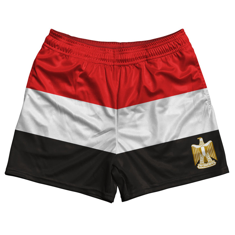 Egypt Country Flag Rugby Shorts - Red & White & Black