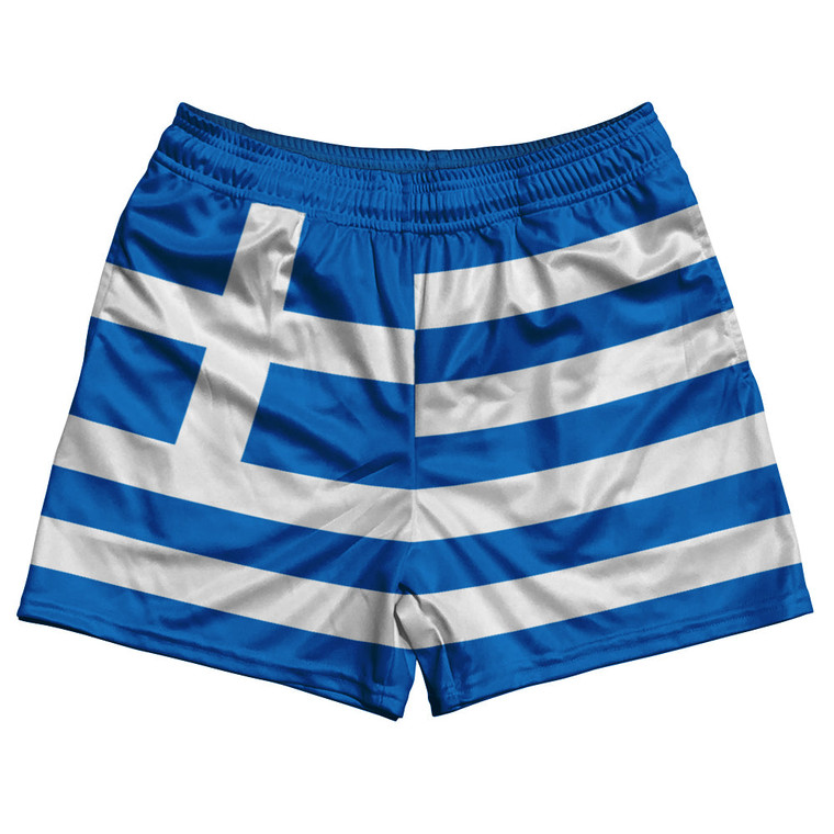Greece Country Flag Rugby Shorts - Blue & White