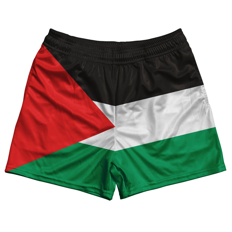 Palestine Country Flag Rugby Shorts - Black & White & Green