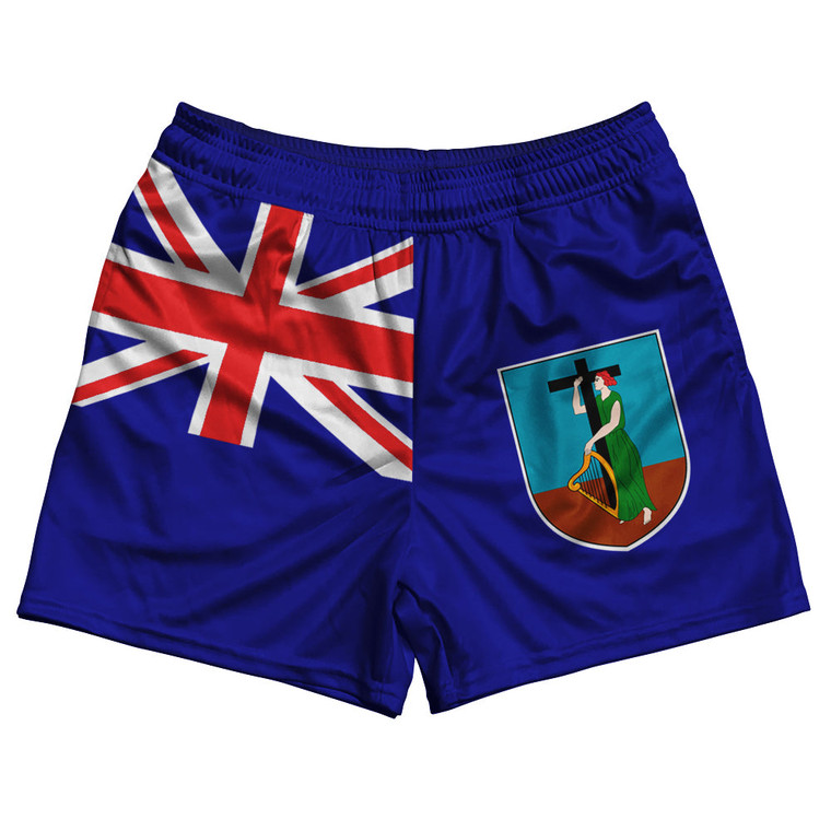 Montserrat Country Flag Rugby Shorts - Blue & White & Red