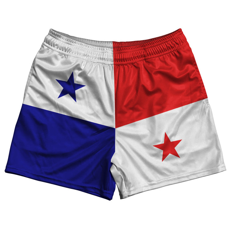 Panama Country Flag Rugby Shorts - White & Red & Blue
