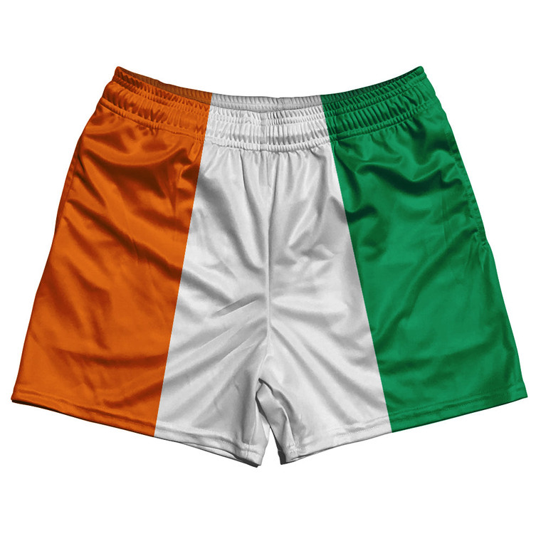 Ivory Coast Country Flag Rugby Shorts - Orange & White & Green