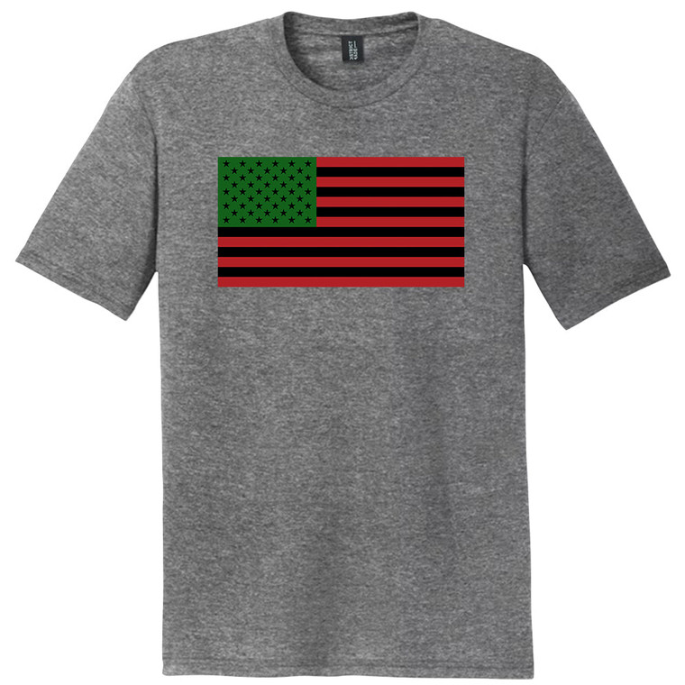 African American Flag 12 Inches Art Mens Tri-Blend DTG T-shirt - Grey Heather