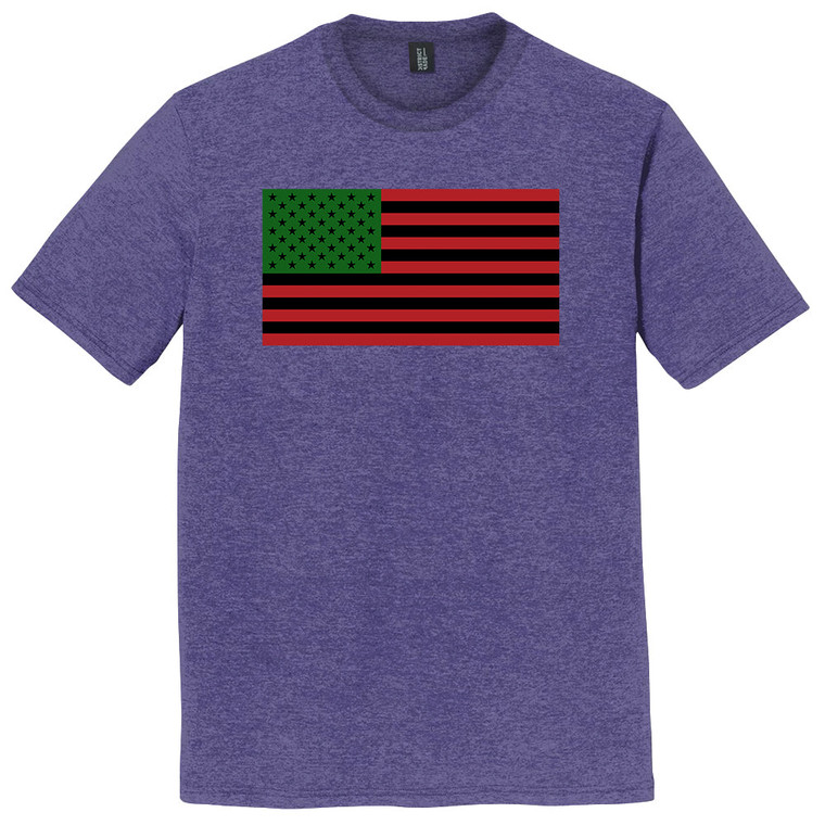African American Flag 12 Inches Art Mens Tri-Blend DTG T-shirt - Purple Heather