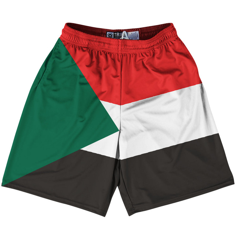 Sudan Country Flag Lacrosse Shorts - Red & White & Black