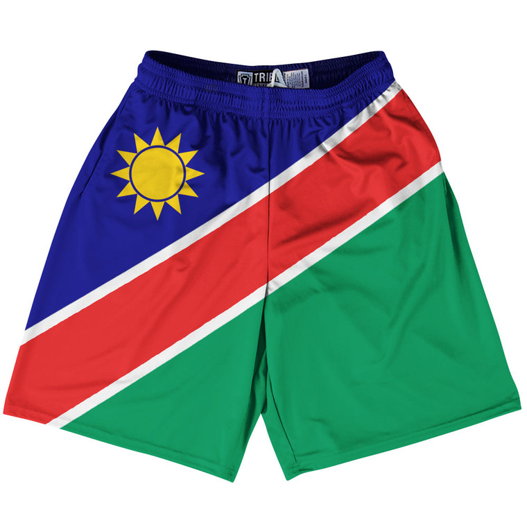 Namibia Country Flag Lacrosse Shorts - Blue & Red & Green