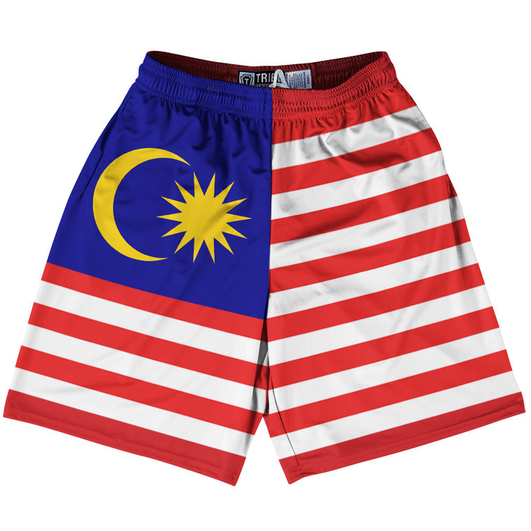 Malaysia Country Flag Lacrosse Shorts - Red & White & Blue