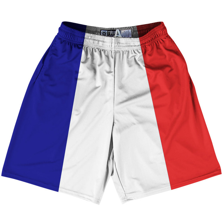 France Country Flag Lacrosse Shorts - Navy & White & Red