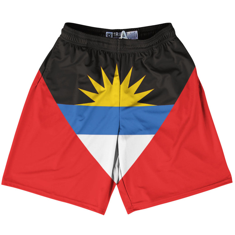 Antigua And Barbuda Country Flag Lacrosse Shorts - Red & Black & Blue