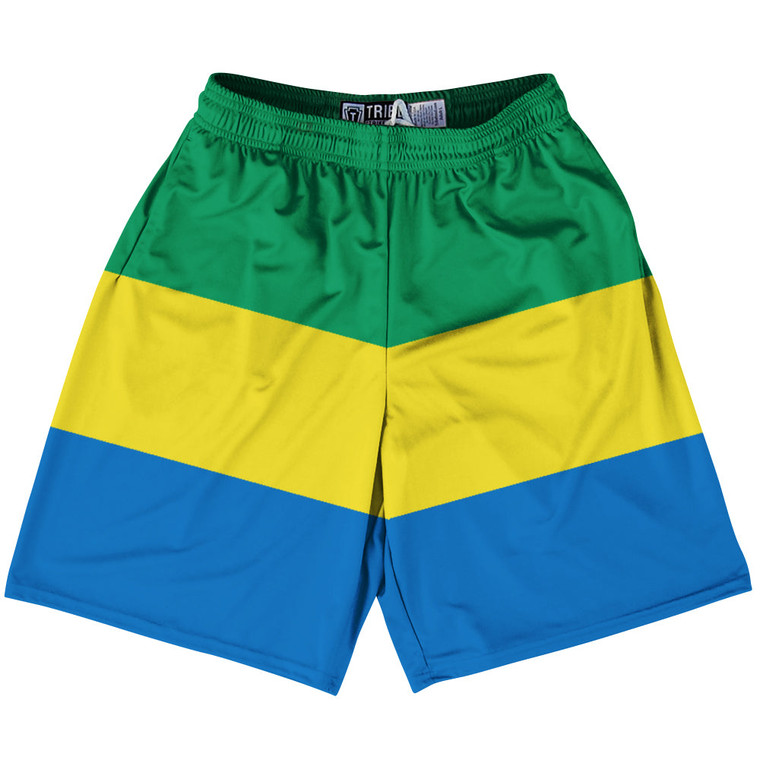 Gabon Country Flag Lacrosse Shorts - Green & Yellow & Blue