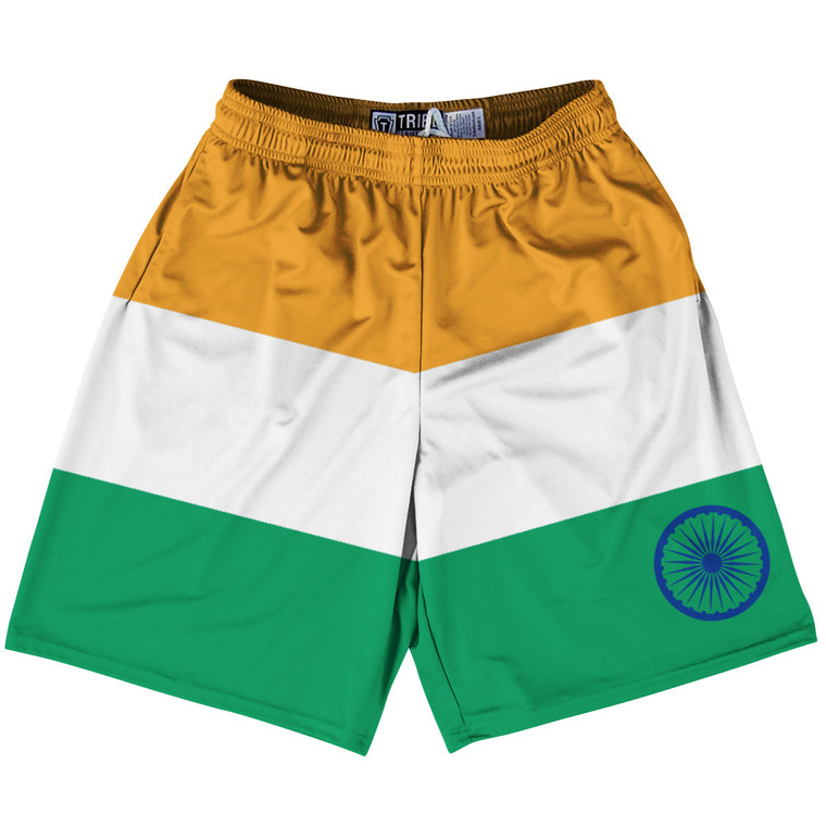 India Country Flag Lacrosse Shorts - Orange & White & Green