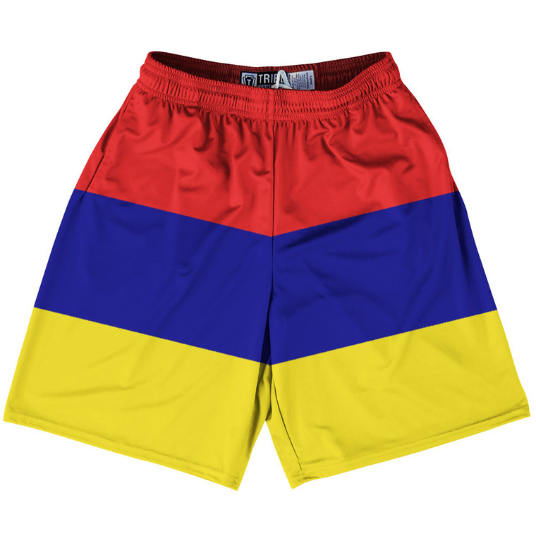 Armenia Country Flag Lacrosse Shorts - Red & Blue & Orange