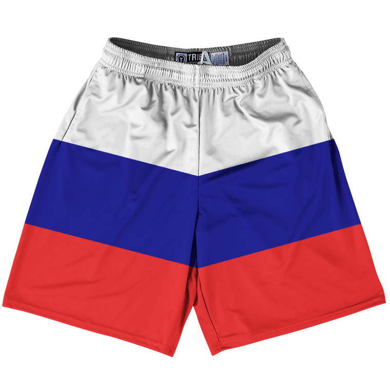Russia Country Flag Lacrosse Shorts - White & Blue & Red