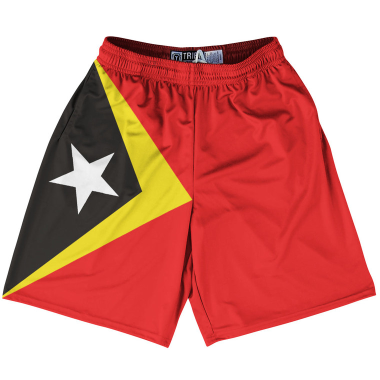 East Timor Country Flag Lacrosse Shorts - Red & Yellow & Black