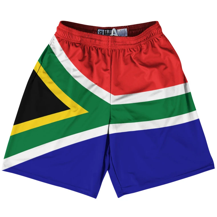 South Africa Country Flag Lacrosse Shorts - Green & Yellow & Red