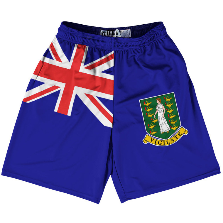 British Virgin Islands Country Flag Lacrosse Shorts - Blue & White & Red