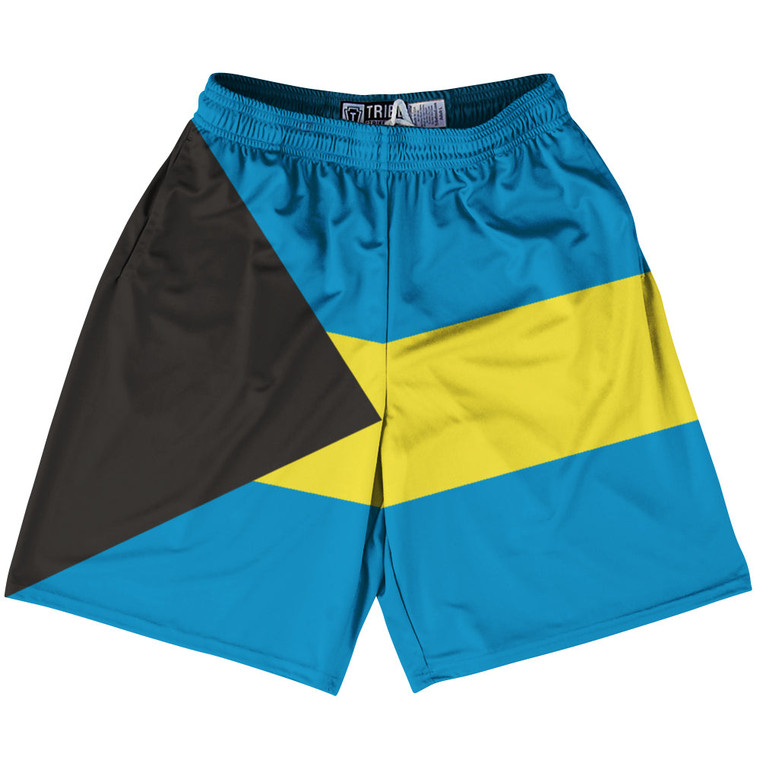 Bahamas Country Flag Lacrosse Shorts - Aqua & Yellow & Black