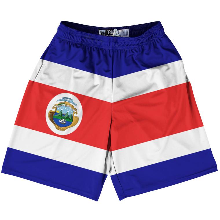 Costa Rica Country Flag Lacrosse Shorts - Blue & White & Red