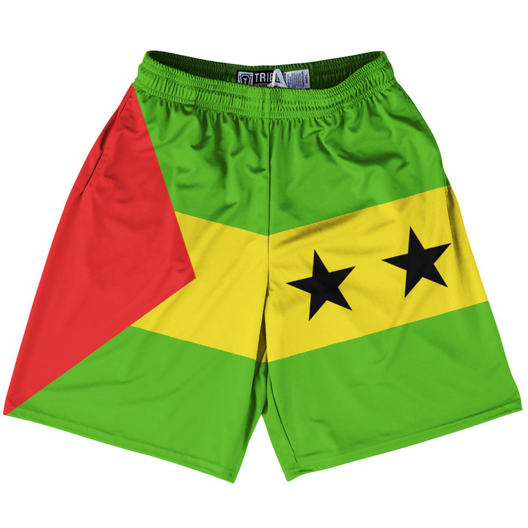 Sao Tome And Principe Country Flag Lacrosse Shorts - Green & Yellow & Red