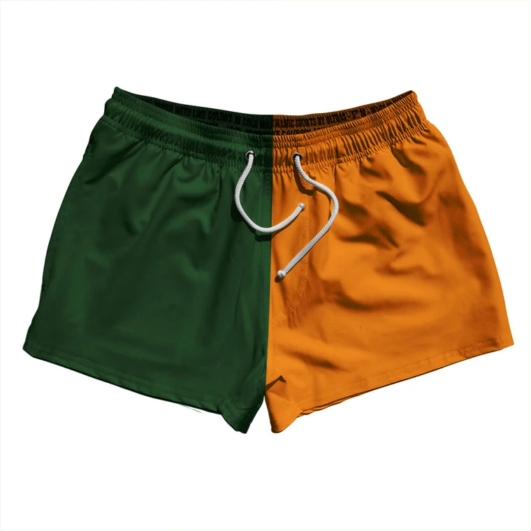 Quad Style 2.5" Swim Shorts - Hunter Green and Orange Tennessee