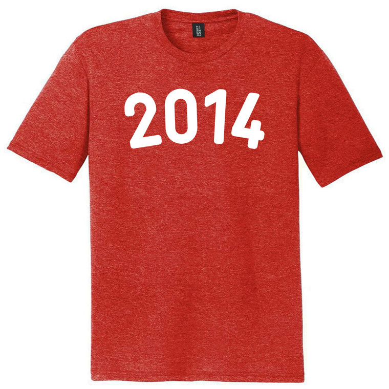 2014 Year Celebration Mens Tri-Blend DTG T-shirt - Red Heather