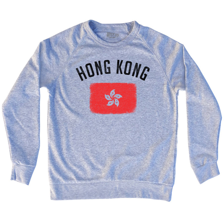 Hong Kong Country Flag Heritage Adult Tri-Blend Sweatshirt - Heather Grey