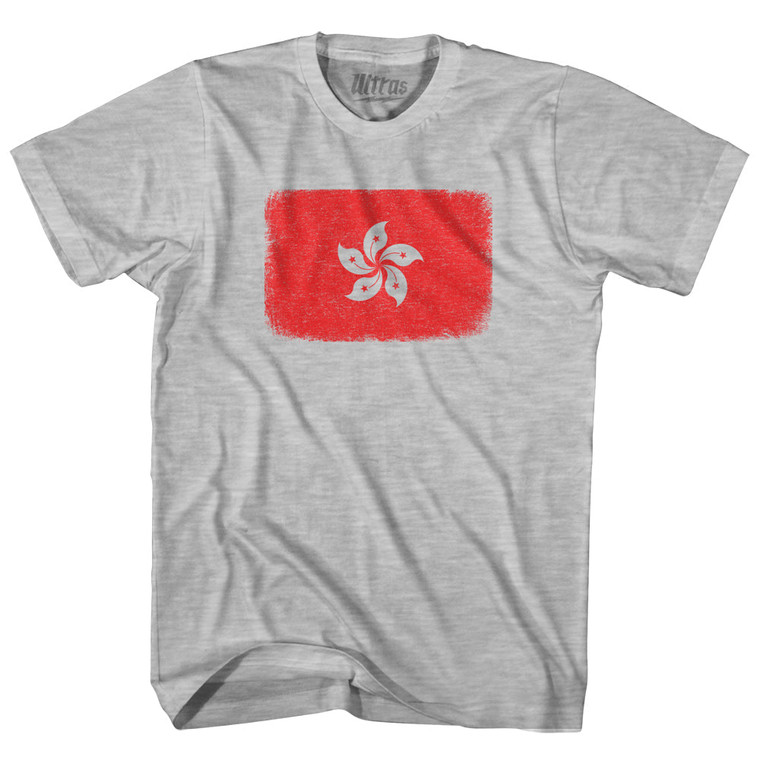 Hong Kong Country Flag Youth Cotton T-shirt - Grey Heather
